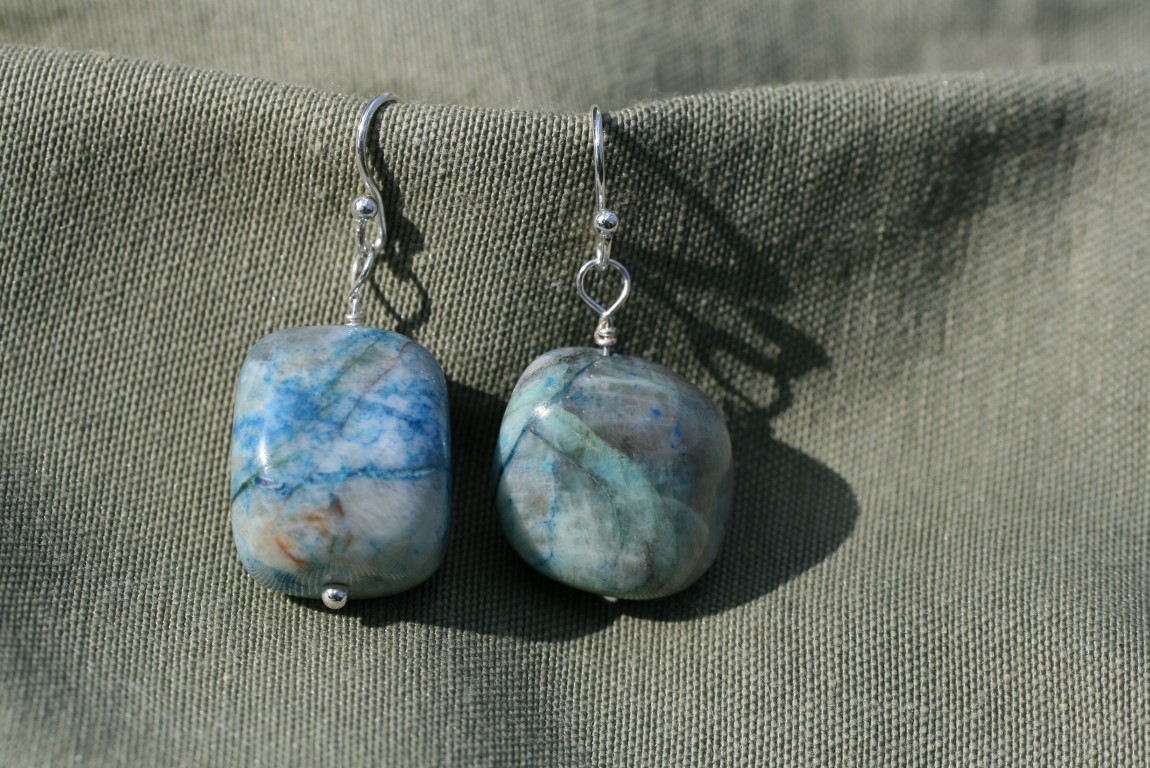 Ajoite and Papagoite Earrings helps one speak with clarity  5409